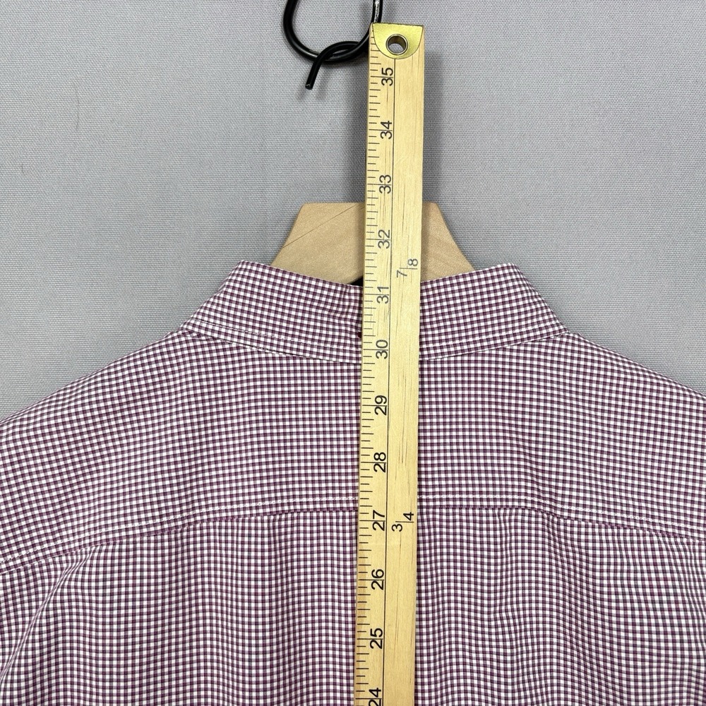 Burberry Brit Button Down Shirt Mens XL Burgundy Gingham Embroidered Logo Pocket - Picture 9 of 16